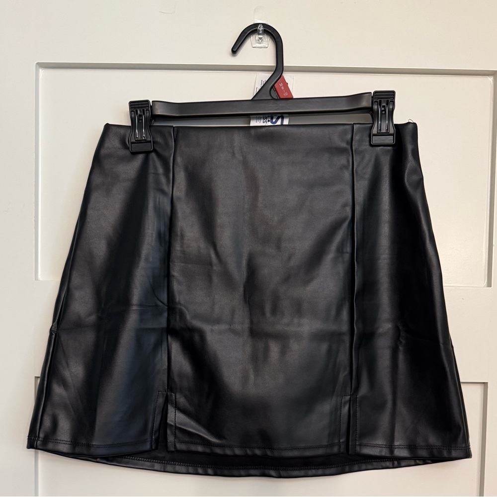 Mini Black Leather Skirt